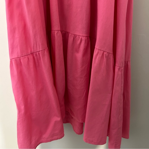 Stark X Levi Tiered V-Neck Flutter Sleeve Midi Dress Hot Pink - Picture 4 of 9